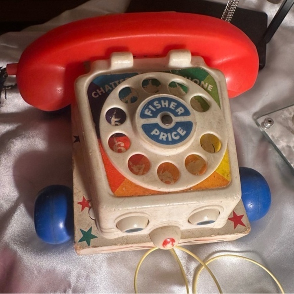Fisher-Price Vintage 1961 Classic Chatter Telephone Toy - Red and Blue